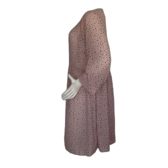 TORRID Shirt-Dress, 2/2X, Pink, Black Hearts, 3/4 Tab Sleeve, Semi-sheer, V-neck - Picture 8 of 14